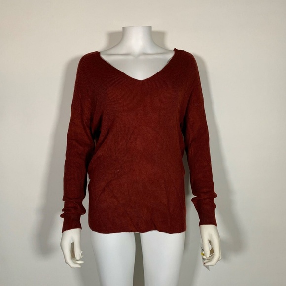 Bar III Sweater Brown Twist-Back Wool Women Sz XL - Picture 3 of 6